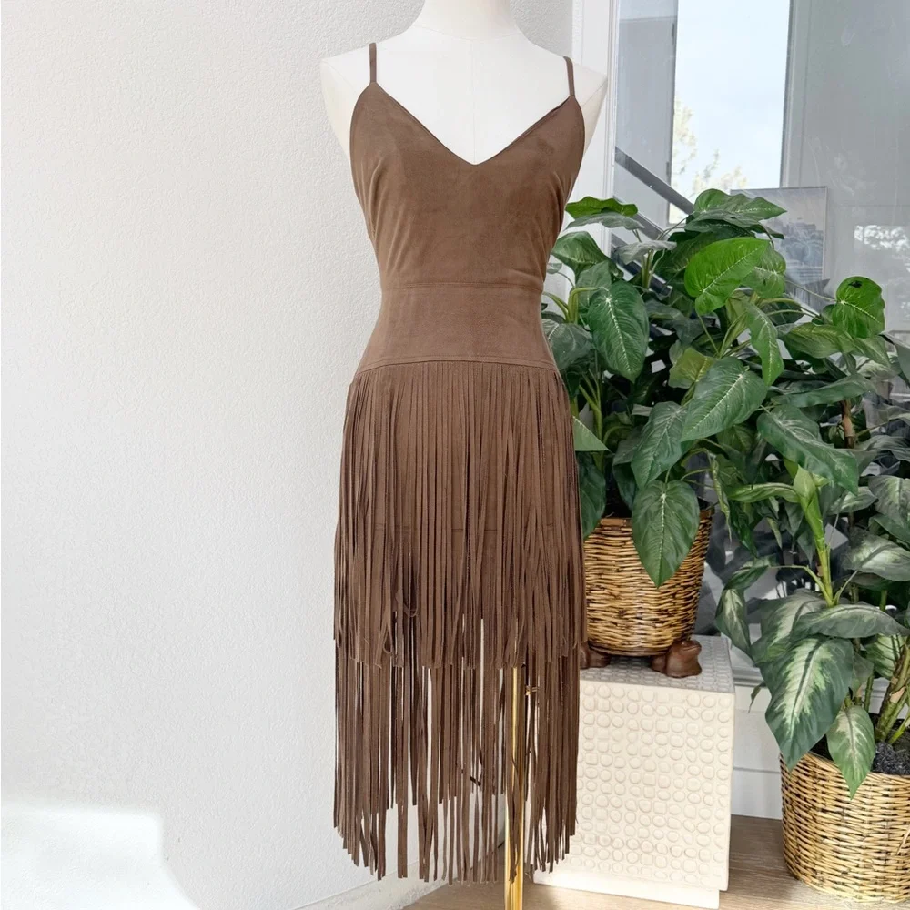 Nasty Gal Brown Fringe Mini Dress - Picture 5 of 8